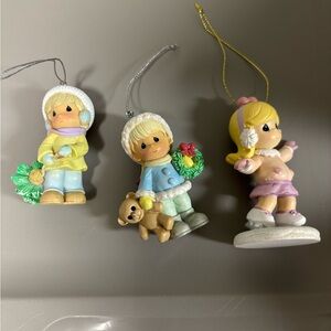 3 Adorable precious moments Winter ornaments